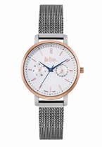 Lee Cooper LC06626.530 - Horloge - Analoog - Dames - Vrouwen - Milanees band - Zilverkleurig - Rosékleurig