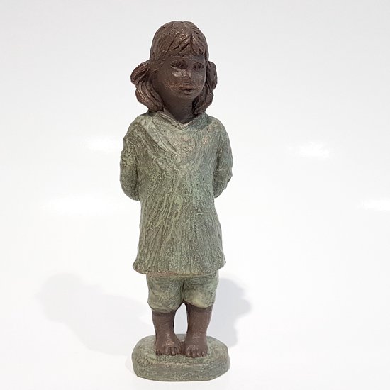 Geert Kunen / Sculpture / statue / Fille - marron / vert - 8 x 6 x 23 cm de haut.