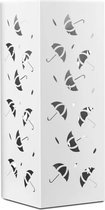 MEUBELEXPERT vierkante metalen paraplubak met 2 haken 19 x 19 x 50 cm wit Breed scala aan gebruik