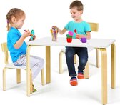 MEUBELEXPERT - kindertafel en stoelenset bevat 1 tafel en 2 stoelen Goede bescherming Wit gebogen hout