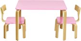 MEUBELEXPERT Kindertafel en Stoel Set Bevat 1 Tafel en 2 Stoelen Goede Bescherming Bentwood Pink