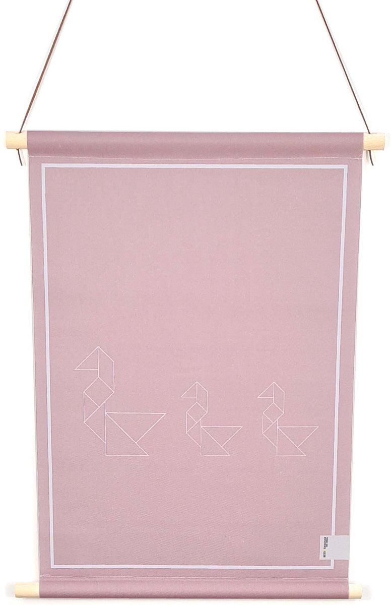 Bees and Bananas - Kinderkamer poster (60x40cm) - Roze Zwaan - Textielposter - Kinderkamer muur decoratie