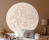 Behangcirkel 125cm Line art leafs light - Wallz