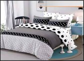 Flanel Dekbedovertrek| flanel/ katoen| Beddengoed complete set| 200x220 cm | Tweepersoons| Print 2 varianten| Wit- Zwart- Beige