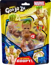 Heroes of Goo Jit Zu Marvel Groot Super Stretch + Marvel Sticker | Superhelden Speelgoed Speelpop | Actiefiguur voor kinderen jongens meisjes | Squishies Squishy Stretch Twist | Go