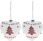 LuxuryLiving - Kerstballen - Kristal - Wit - Rood - 2 pcs - diameter: 11 cm