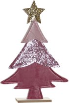Kerstversiering DKD Home Decor Polyester Purpurine Hout MDF (24 x 5 x 35 cm)