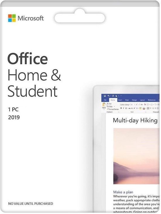 Microsoft Office Home & Student 2019 - 1 PC - Meerdere Talen - Levenslange Licentie