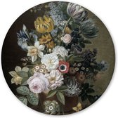 Wandcirkel Stilleven met Bloemen - 60 cm - Aluminium; Dibond - Schilderij Oude Meesters & Bloemen