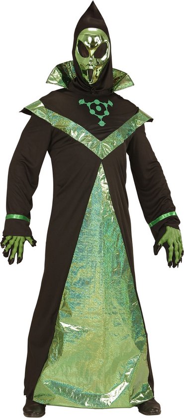 Widmann - Alien Kostuum - Ufo Buitenaards Wezen Kostuum - Groen - Medium - Carnavalskleding - Verkleedkleding