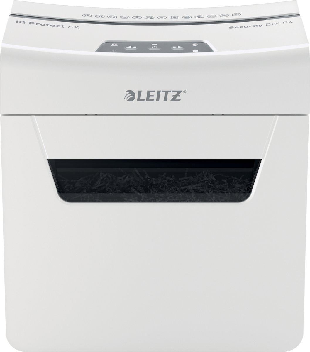 Leitz IQ Protect Premium 6X Stille Papierversnipperaar - P4 Snippers - Tot 6 Vel - 10L - Wit