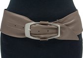 A-Zone Nappa soft leren heup riem - heren en dames riem - 8 cm breed - Taupe - Echt Soft Nappa Leder - Taille: 100cm - Totale lengte riem: 115cm