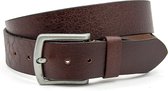 Heren jeans riem bruin 4 cm breed - Bruin - Casual - Echt Leer - Taille: 115cm - Totale lengte riem: 130cm