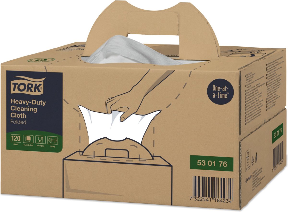 Goedkoopste Tork 530176 Premium 530 werkdoek(530175) 1-lgs wit 64x39 doos à 120 vel handybox (530176