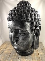 Indonesische Boeddha-hoofd, polystein-grijs-zilver!!