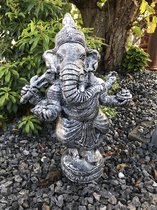 Een mooi beeld van Ganesha, hindoestaanse god, polystone, zilver-grijs