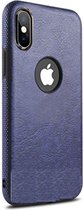 Backcase Lederen Hoesje iPhone XS Blauw - Telefoonhoesje - Smartphonehoesje - Zonder Screen Protector