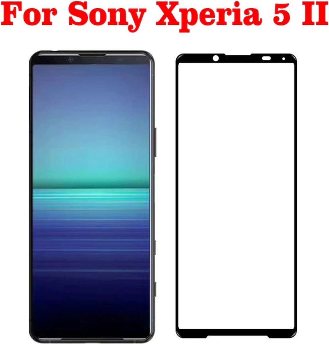 Back Cover met Opbergvakjes + Gehard Glas Screenprotector voor Sony Xperia 5 II_ Zwart