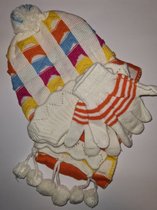 Winter Kinder Set - Wit - Muts Sjaal Handschoentjes - 2 tot 4 jaar - Hoofd Nek Handen Warm