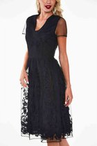 Voodoo Vixen Korte jurk -XL- Glenda black on black floral embroidered Zwart