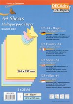 Decadry  Gekleurd papier assorti Pastel kleuren 80 gram | 5 x 25 vel