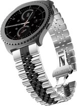 Stalen Smartwatch bandje - Geschikt voor Strap-it Samsung Galaxy Watch 42mm Jubilee stalen band - zilver/zwart - Strap-it Horlogeband / Polsband / Armband