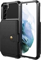 Samsung Galaxy S22 hoesje - Hybrid Case met magnetische kaarthouder - Zwart