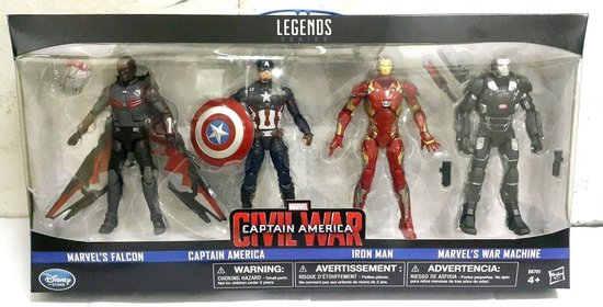 Hasbro Disney Store Marvel Legends Civil War Aksiyon Figür, Marvel Legends Captain America: Civil War 15,2 cm, verpakking van 3