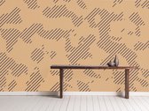 Professioneel Fotobehang zandkleurige camouflage met strepen - beige - Sticky Decoration - fotobehang - decoratie - woonaccesoires - inclusief gratis hobbymesje - 325 cm breed x 220 cm hoog -