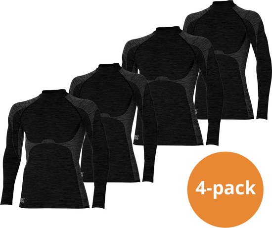 Heatkeeper Thermoshirt Lange Mouw Heren Premium 4-pack Zwart Melange