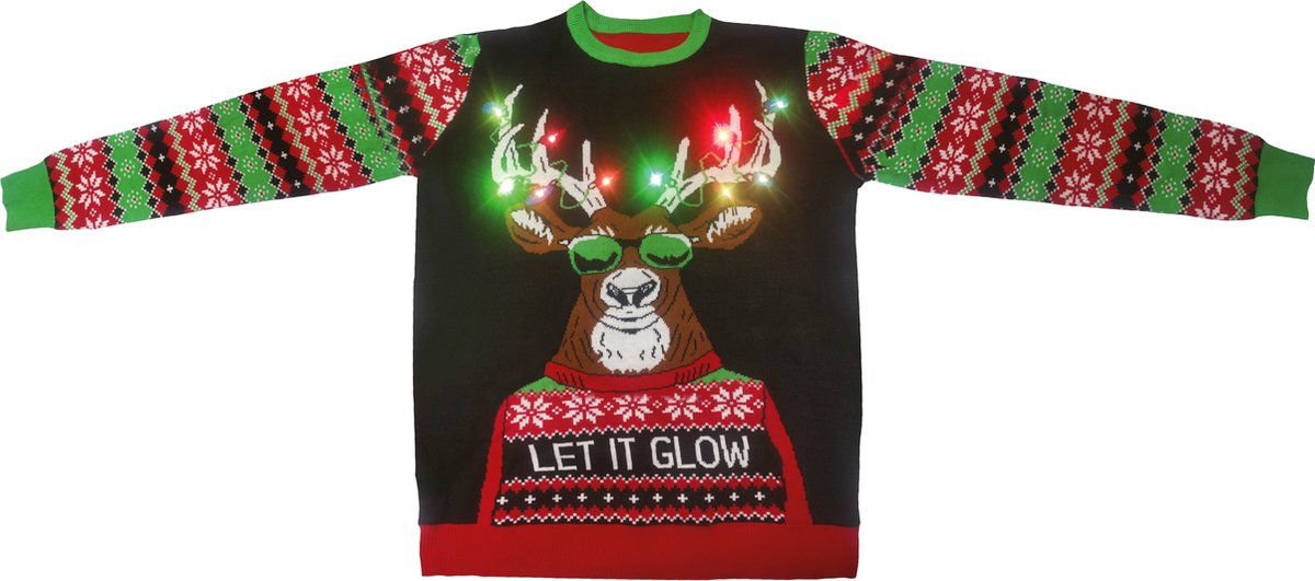 Deltaco Foute kersttrui Kersttrui met LED Verlichting Rudolf het