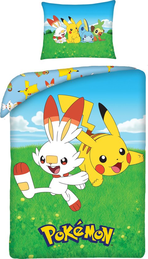 Housse de couette Pokémon Pikachu 140 x 200 cm Grande Kussensloop d'oreiller 70x90 cm Katoen