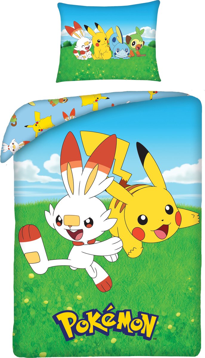Housse de couette imprimée série Pikachu, housse de couette