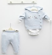 Nipperland baby kleding set - Romper set - Babyshower Cadeau - blauw - maat 62/68 - Kraam cadeau  - Baby kleding jongens - 3-delige set - Konijnenoortjes - Capuchon