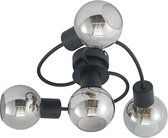 Lindby - LED plafondlamp - 4 lichts - glas, ijzer - H: 18 cm - E14 - , smoke - Inclusief lichtbronnen