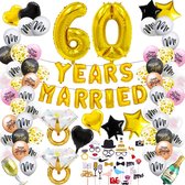 60 jaar getrouwd feestpakket 89-delig - 60 jaar getrouwd - 60 jaar getrouwd versiering - 60 jaar huwelijk - 60 jaar jubileum - 60 jaar getrouwd feestartikelen