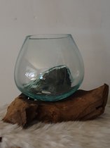 Glas op Stronk - vaas op hout - Small - Bij Mies
