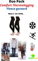 Lot de 2 leggings thermo Comfort - Taille L à XXXL - Pack Duo - Pantalons thermo - Sous- Sous-vêtements - Plein air - Sports d'hiver - Legging chaud - Doublé en polaire - Correction de la silhouette - Tenue de forme - Zwart