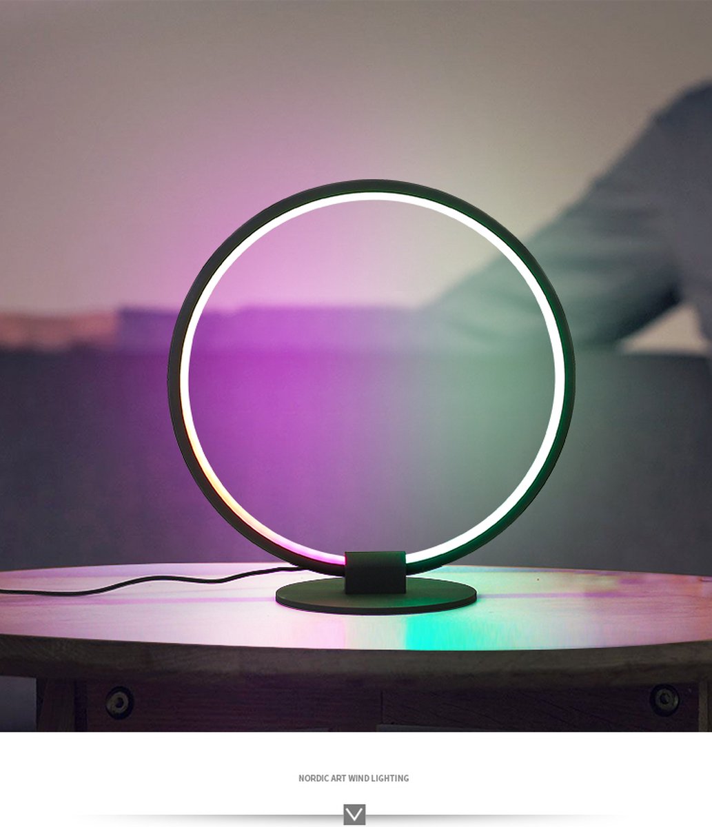 Hozard® Moderne LED Bureaulamp Z3 - RGB Smart Home - Dimbare & Gekleurde Tafel Lamp - Led Lampen - Zwart