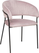 Fluwelen stoel met gewatteerde rug roze