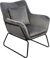 Ontspan fauteuil met grijs fluwelen cover