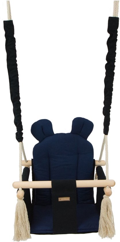 Balançoire bébé - balançoire bébé - avec oreilles - max 20 kg - noir, marine