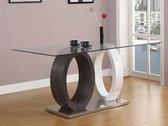 Eettafel AYANE - 6 personen - Gehard glas en MDF - grijs en wit L 160 cm x H 76 cm x D 90 cm