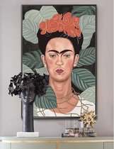 Ingelijste doek met print FRIDA - 60 x 90 x 2,5 cm - Beige en groen