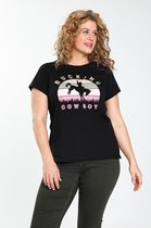 Paprika Dames T-shirt met opdruk Bucking Cowboy - T-shirt - Maat 46