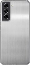 Geschikt voor Samsung Galaxy S21 FE hoesje - Metaal print - Zilver - Grijs - Siliconen Telefoonhoesje