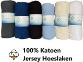 UNIFICATO Hoeslaken 120/140x190/200 cm - Zachte Jersey - Stretch - 100% Katoen - Donkerblauw