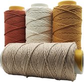 Cafuné Lux Macramé garen -4 kg- 5 mm-terracotta/ecru/oker/beige -195+184+195+205mtr - Uitkambaar