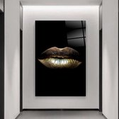 Wallyard - Golden Lip - Wall art - Schilderij - 40x60 cm - Premium glass - Incl. muur bevestiging