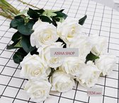 6 stuks enkele rozen Roos met steel 63 cm kleur wit model 'Aisha' | VELVET | SILK | kunstbloemen | Bruiloft | Valentijn | huisdecor | moederdag | vaderdag | kerst